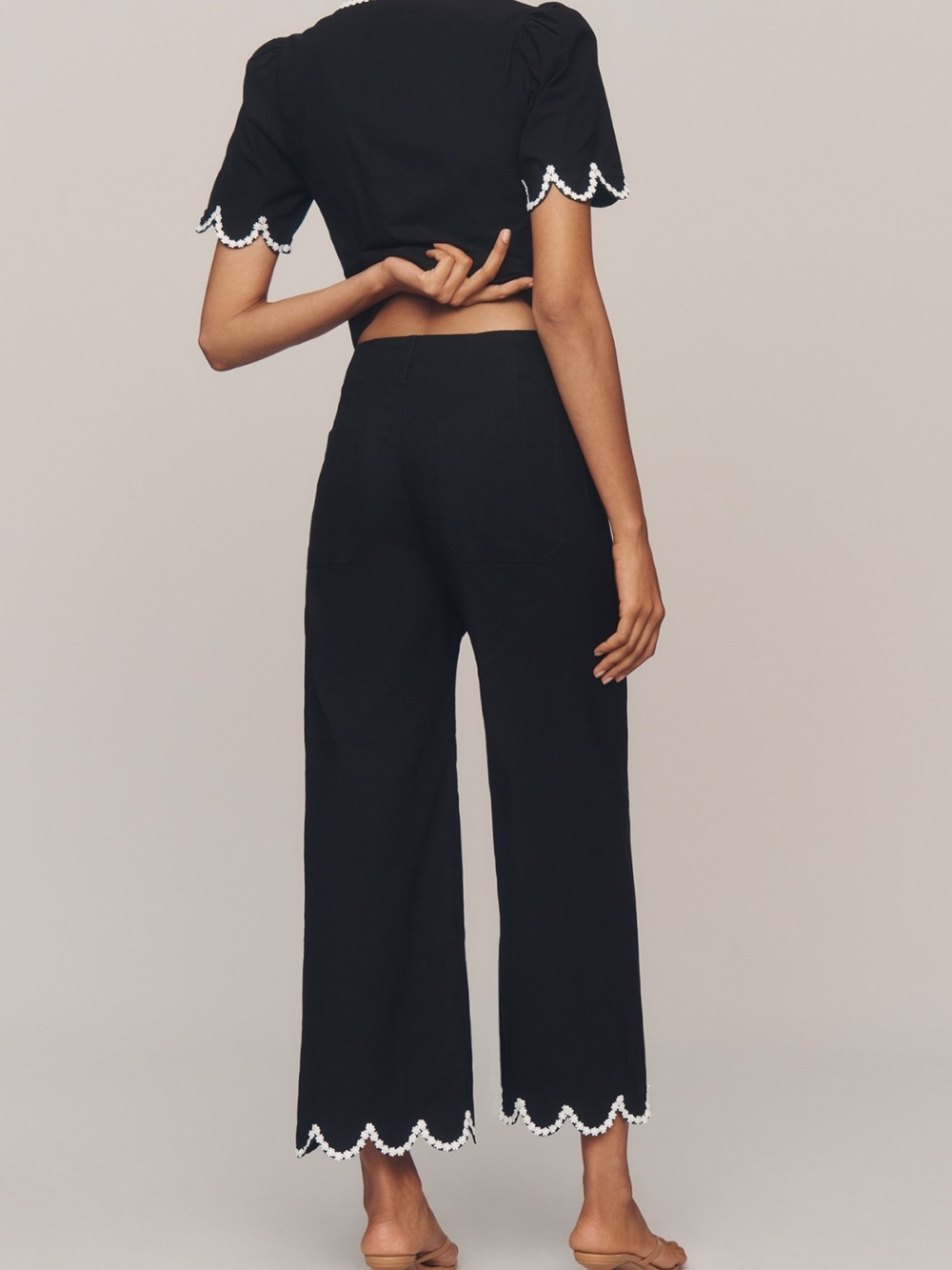 Anthropology Colette Crop Scallop Wide Leg Pant - Picture 2 of 4